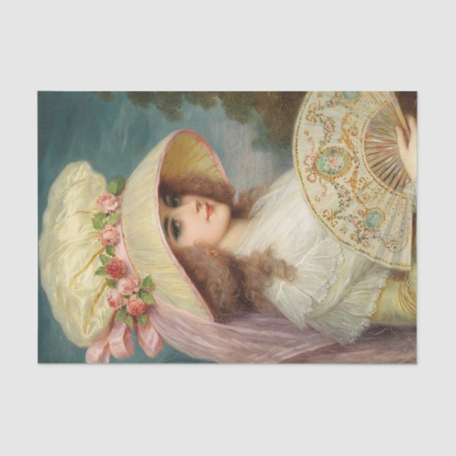 A Lady with Rose Hat and Fan by Lucius Rossi Tissue Paper (Front)