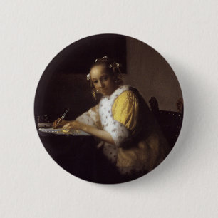 A Lady Writing 6 Cm Round Badge