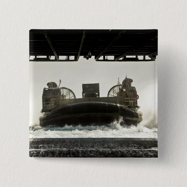 A landing craft air cushion prepares to enter 15 cm square badge (Front)