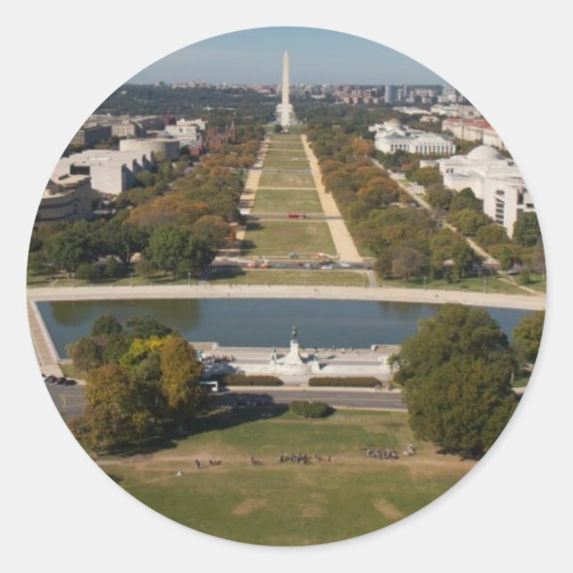A landscape view of Washington DC Classic Round Sticker (Front)