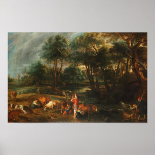 A Landscape with Cows and Duck Hunters Poster