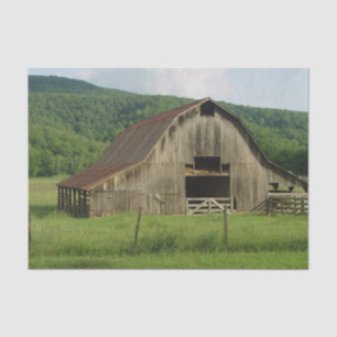 A Large Barn Standing Strong in a Grass Field Tissue Paper