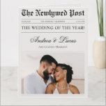 A Large Folded Wedding Newspaper Timeline Program Card<br><div class="desc">Have a blast at your wedding with this trendy newspaper style program,  featuring your custom photo & editable details. Easily add your own details by clicking on the "personalise" option.</div>