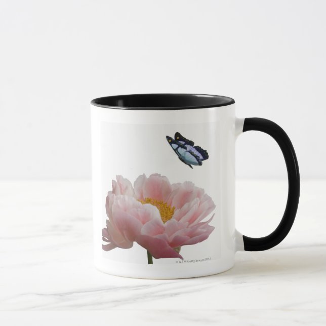 a large pink peony is visited by a ethereal mug (Right)