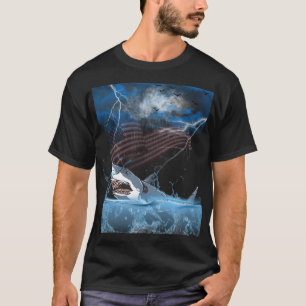 a large shark jumping out of the water during a st T-Shirt