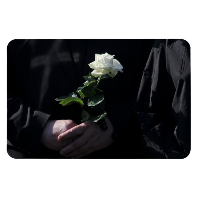 A Last White Rose Magnet (Horizontal)