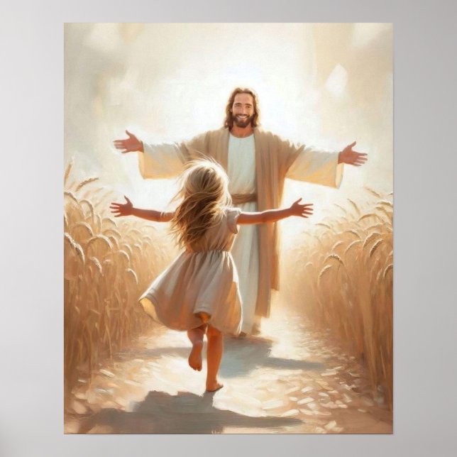 A Leap of Faith, Christian Art, Jesus and Girl Art Poster (Front)