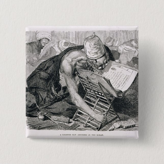 A Learned Man Absorbed in the Koran 15 Cm Square Badge (Front)