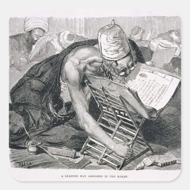 A Learned Man Absorbed in the Koran Square Sticker (Front)