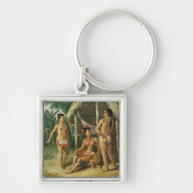 A Leeward Islands Carib Family outside a Hut, c.17 Key Ring (Front)