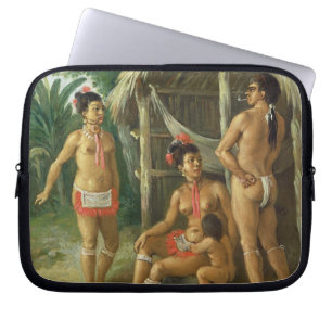 A Leeward Islands Carib Family outside a Hut, c.17 Laptop Sleeve