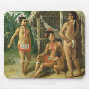 A Leeward Islands Carib Family outside a Hut, c.17 Mouse Mat