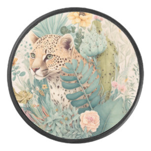 A leopard behind the bush custom   hockey puck