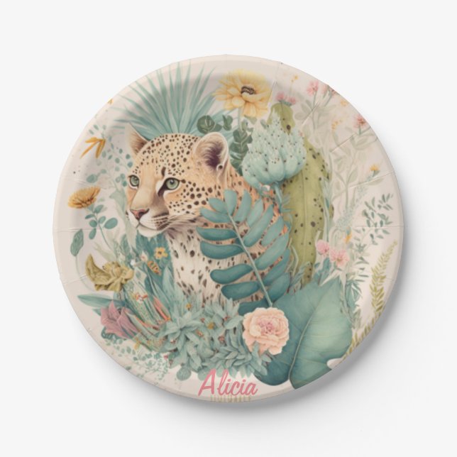A leopard behind the bush custom     paper plate (Front)