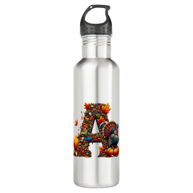 A letter A in Thanksgiving style 710 Ml Water Bottle (Front)