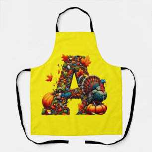 A letter A in Thanksgiving style Apron
