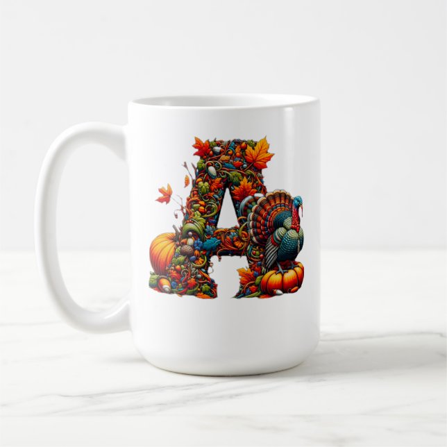 A letter A in Thanksgiving style Coffee Mug (Left)