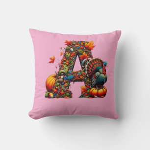 A letter A in Thanksgiving style Cushion