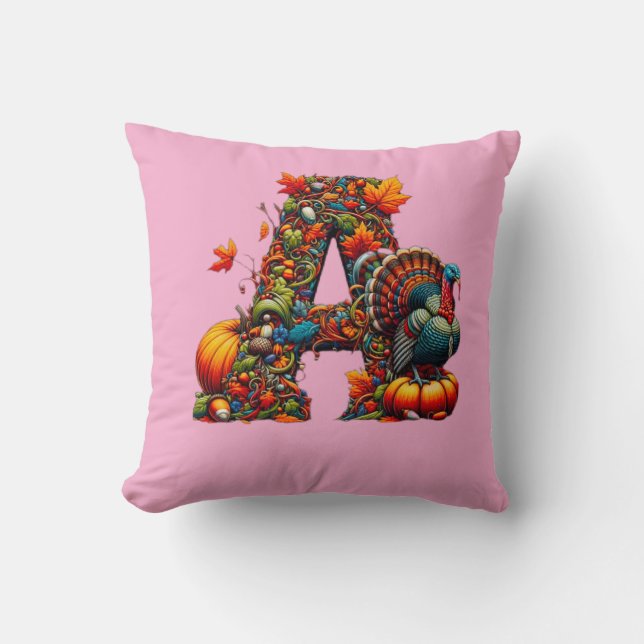 A letter A in Thanksgiving style Cushion (Front)