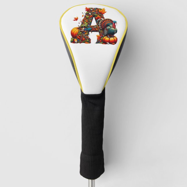 A letter A in Thanksgiving style Golf Head Cover (Front)