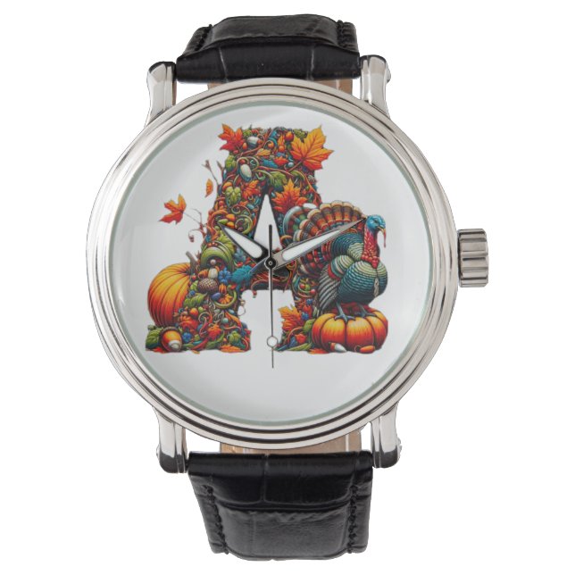 A letter A in Thanksgiving style Watch (Front)