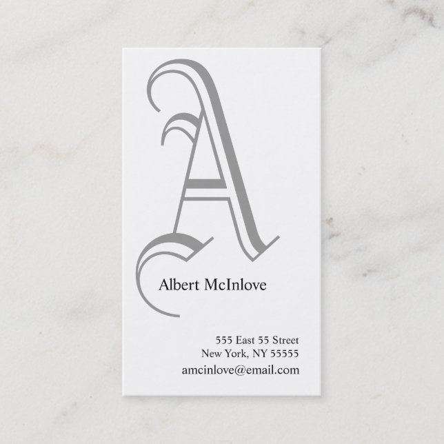 A Letter Alphabet Business Card Grey (Front)