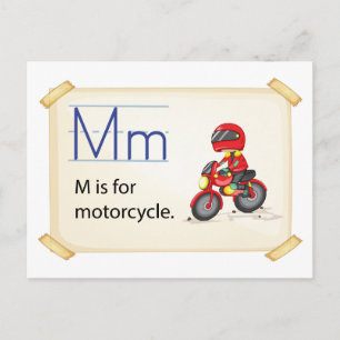 A letter M for motorcycle Postcard