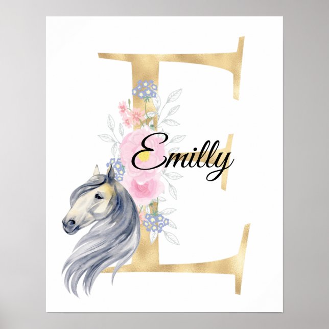 A letter personalised name monogram with horse  po poster (Front)