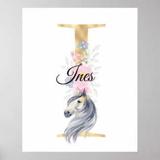 A letter personalised name monogram with horse po poster