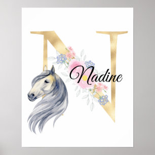 A letter personalised name monogram with horse  po poster