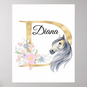 A letter personalised name monogram with horse  po poster