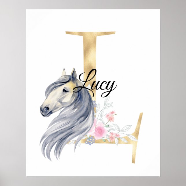 A letter personalised name monogram with horse  po poster (Front)