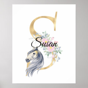 A letter personalised name monogram with horse  po poster