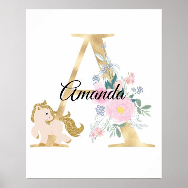 A letter personalised name monogram with pony poster (Front)