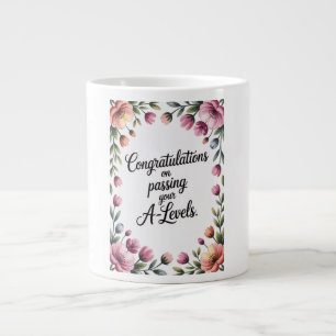 A Level Exam Floral Congratulation Graduation  Large Coffee Mug