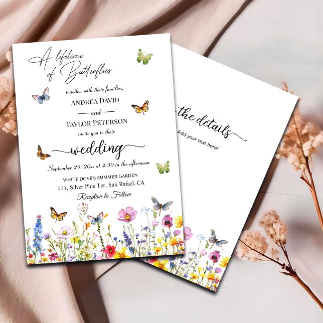 A Lifetime of Butterflies All in One Wedding Invitation (Creator Uploaded)