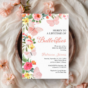 A Lifetime of Butterflies Bridal Shower Floral Invitation