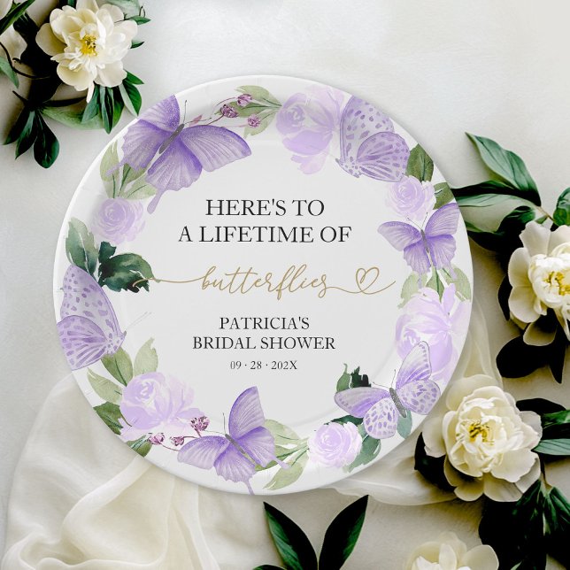 A Lifetime of Butterflies Bridal Shower  Paper Plate (Creator Uploaded)