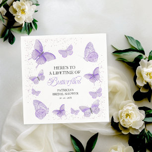 A Lifetime of Butterflies Bridal Shower Purple Napkin