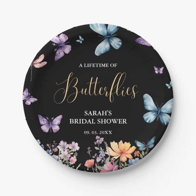 A lifetime of butterflies Bridal Shower Table Paper Plate (Front)