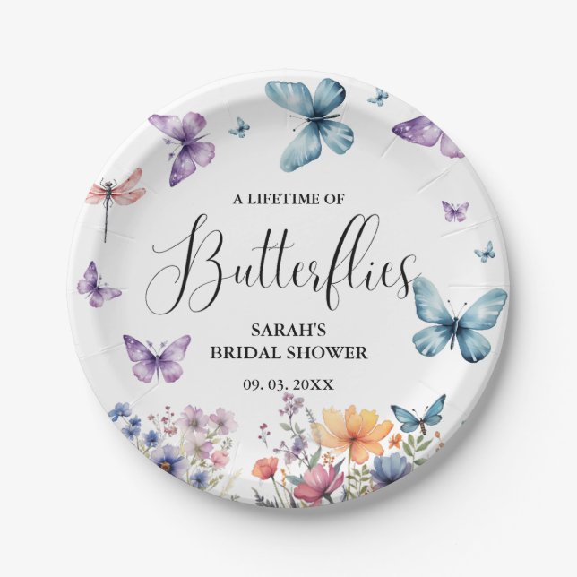A lifetime of butterflies Bridal Shower Table Paper Plate (Front)