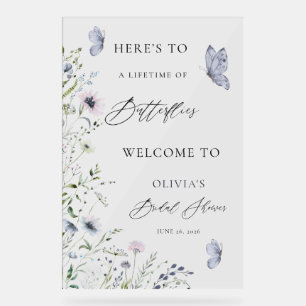 A Lifetime of Butterflies Bridal Shower Welcome  Acrylic Sign
