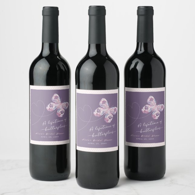 A Lifetime of Butterflies Bridal Shower Wine Label (Bottles)