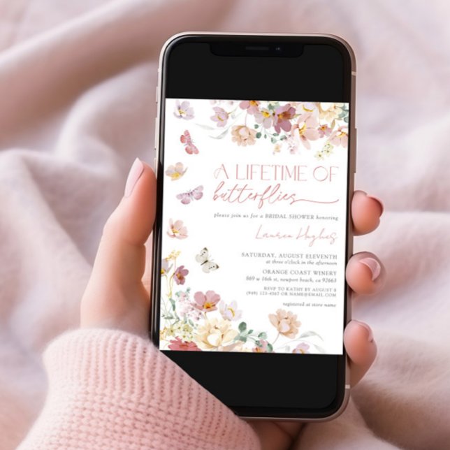 A Lifetime of Butterflies Pink Bridal Shower Invitation (Creator Uploaded)