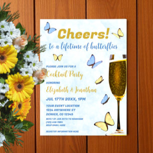A Lifetime Of Butterflies Wedding Cocktail Party Invitation