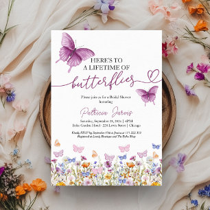 A Lifetime of Butterflies Wildflower Bridal Shower Invitation