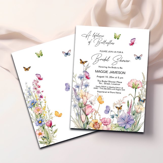 A Lifetime of Butterflies Wildflower Bridal Shower Invitation (Creator Uploaded)