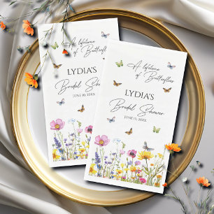 A Lifetime of Butterflies Wildflower Bridal Shower Napkin