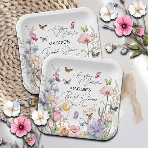 A Lifetime of Butterflies Wildflower Bridal Shower Paper Plate