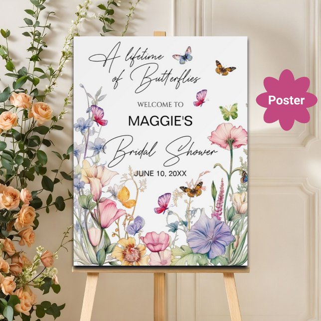 A Lifetime of Butterflies Wildflower Bridal Shower Poster (Creator Uploaded)